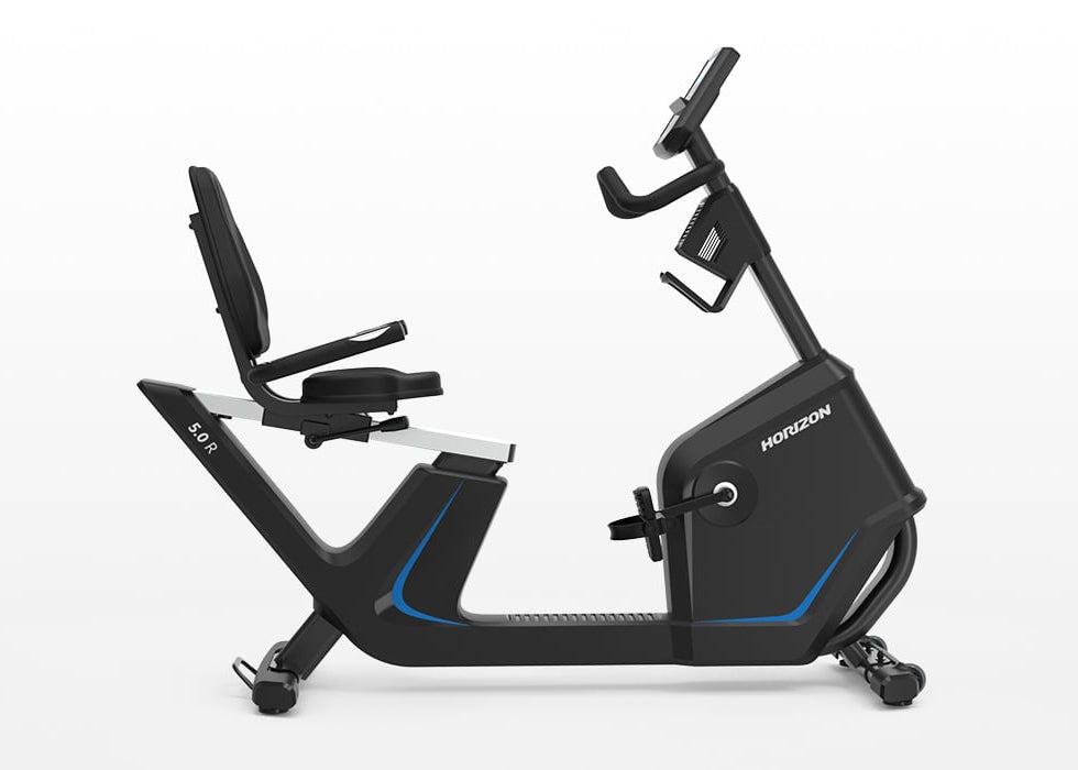 Horizon 5.0R Recumbent Bike – front three-quarter view