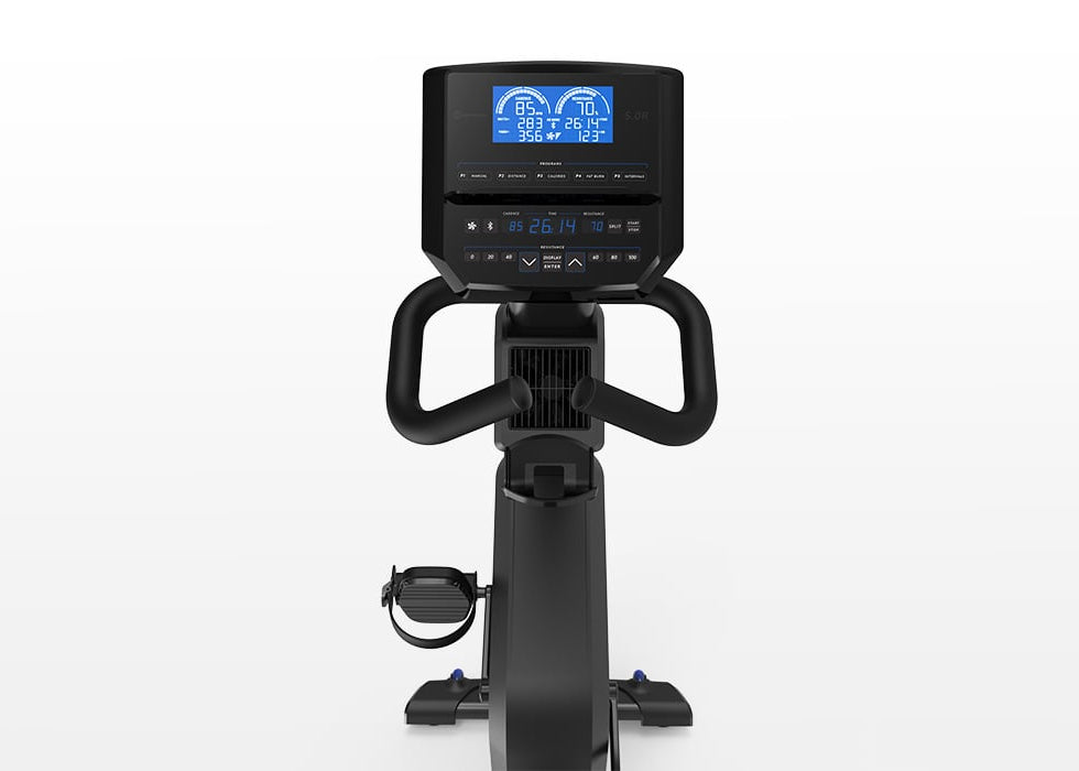 Horizon 5.0R console with LCD display and resistance buttons – front view