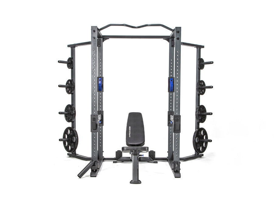 Bodycraft F730 Pro Power Rack – front view with optional bench
