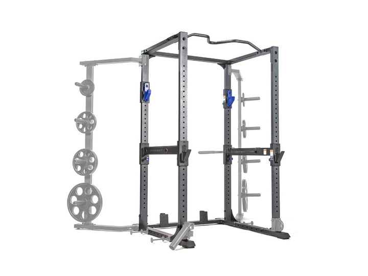 Bodycraft F730 Pro Power Rack – front view with optional plate storage shown ghosted