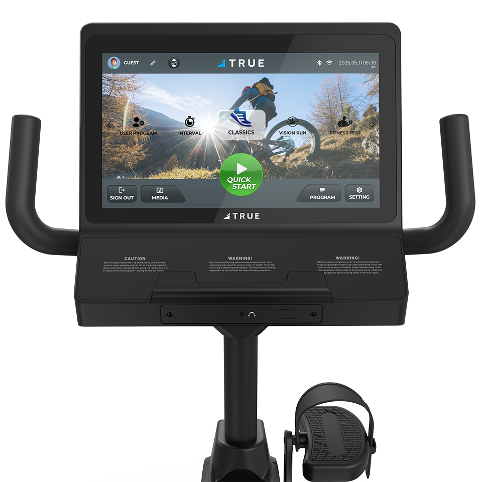 True Fitness Performance Series Recumbent Bike 16″ Touchscreen console – user view
