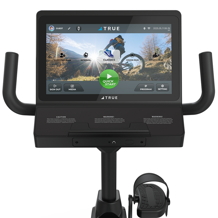 True Fitness Performance Series Recumbent Bike 16″ Touchscreen console – user view
