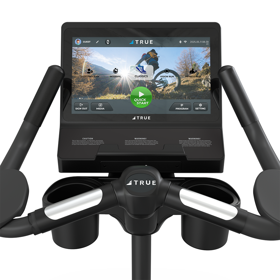 True Fitness Performance Series Upright Bike 16″ Touchscreen console – user view