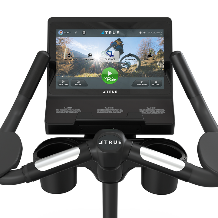 True Fitness Performance Series Upright Bike 16″ Touchscreen console – user view