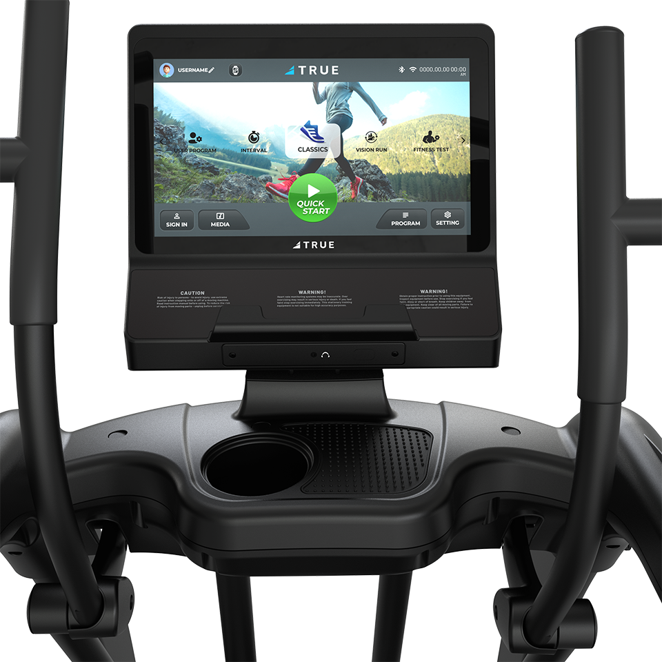 True Fitness Performance Series Elliptical 16″ Touchscreen console – user view