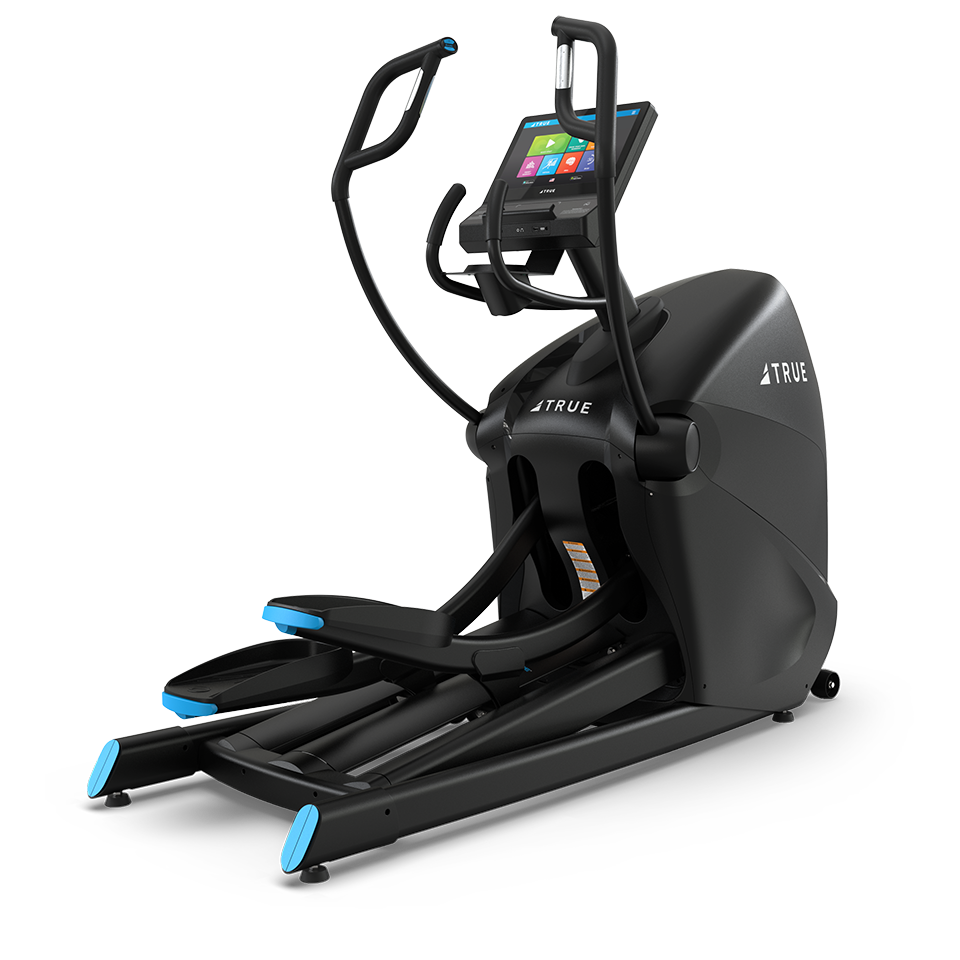 True Fitness Apex Cross Trainer with 16″ touchscreen – rear 3/4 view
