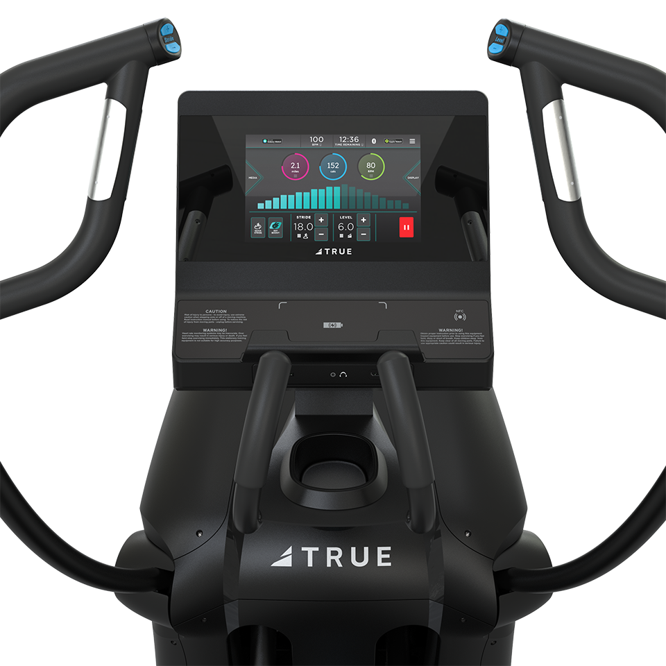 True Fitness Apex Cross Trainer – user view, Unite 10″ touchscreen