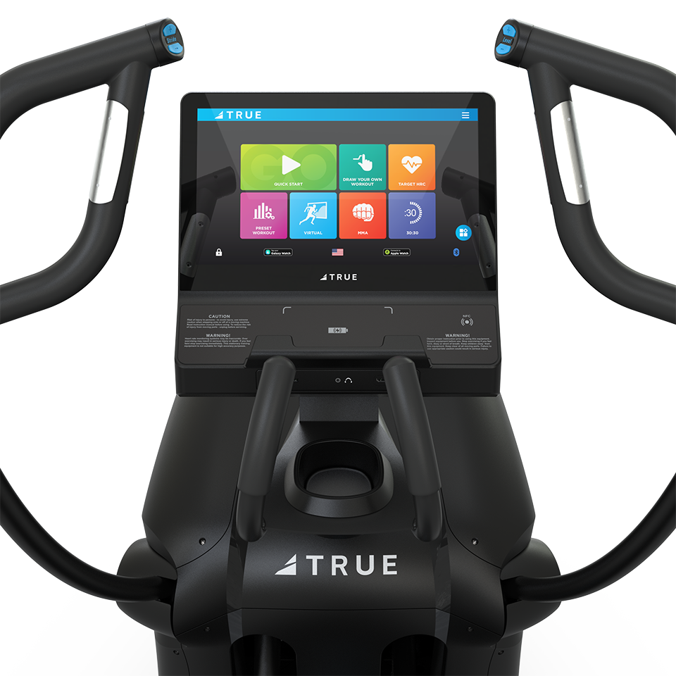 True Fitness Apex Cross Trainer – user view, Unite 16″ touchscreen