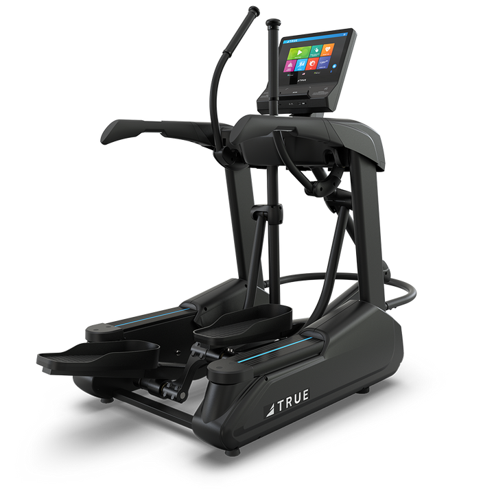 True Fitness Apex Elliptical with 16″ touchscreen – rear 3/4 view