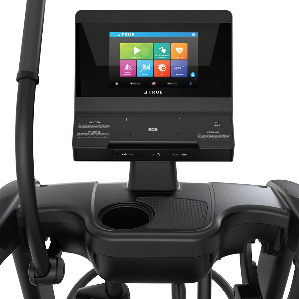 True Fitness Apex Elliptical – user view, Unite 10″ touchscreen