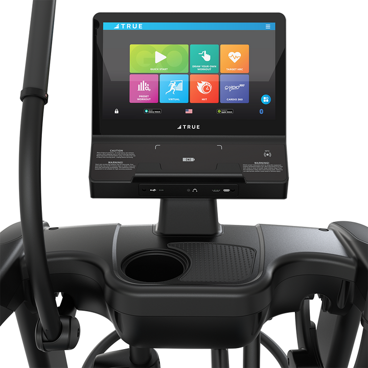 True Fitness Apex Elliptical – user view, Unite 16″ touchscreen