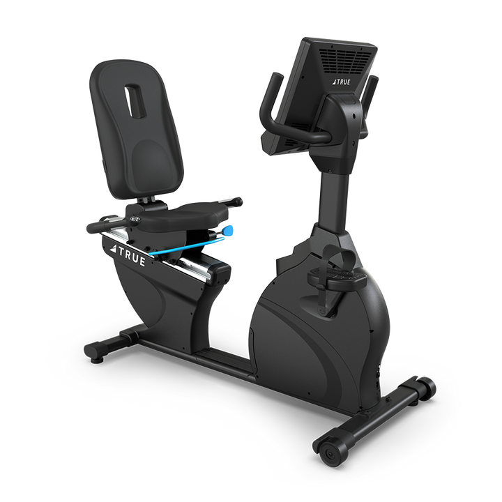 True Fitness Apex Recumbent Bike – front 3/4 view
