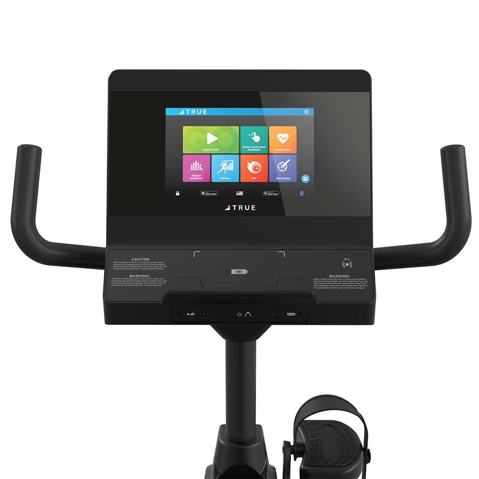 True Fitness Apex Recumbent Bike – user view, Unite 10″ touchscreen