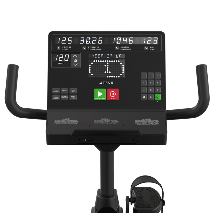 True Fitness Apex Recumbent Bike – user view, Unite LED console