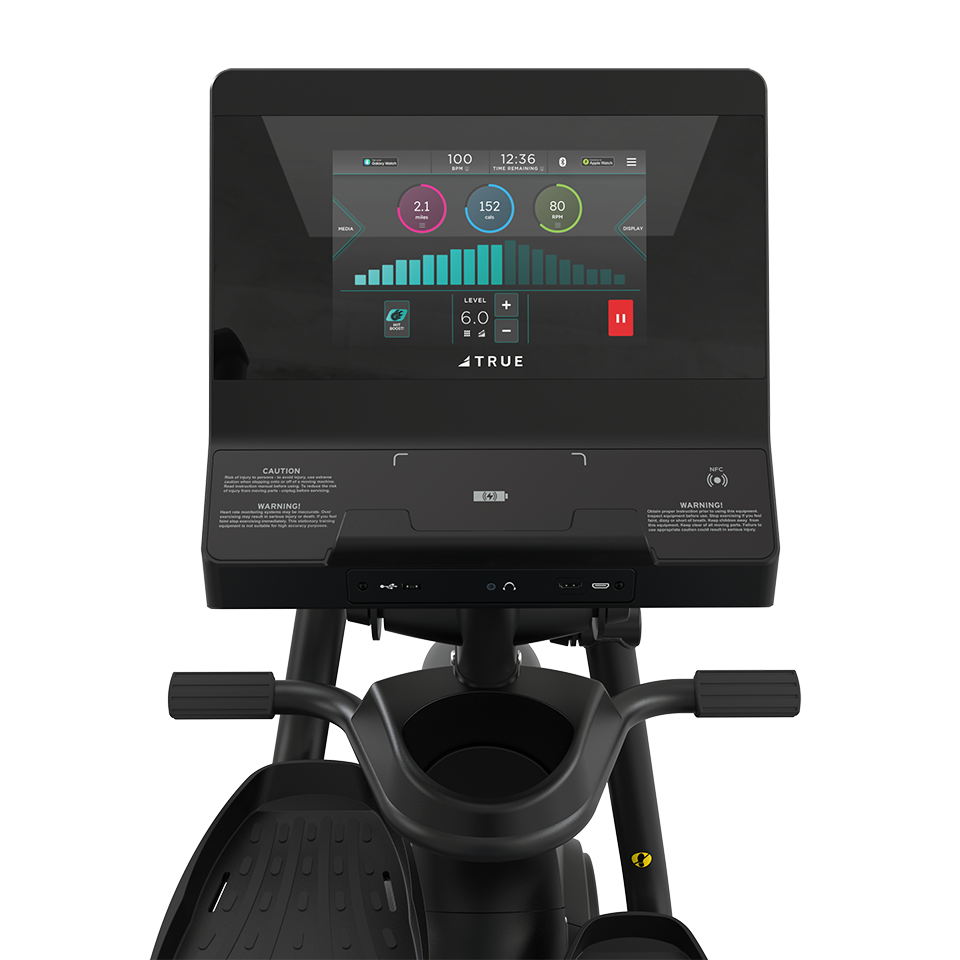 True Fitness Apex Recumbent Elliptical – user view, Unite 10″ touchscreen