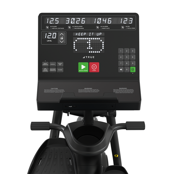 True Fitness Apex Recumbent Elliptical – user view, Unite LED console