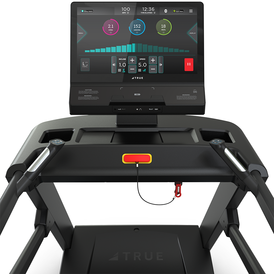 True Fitness Apex Treadmill – user view, Unite 22″ touchscreen