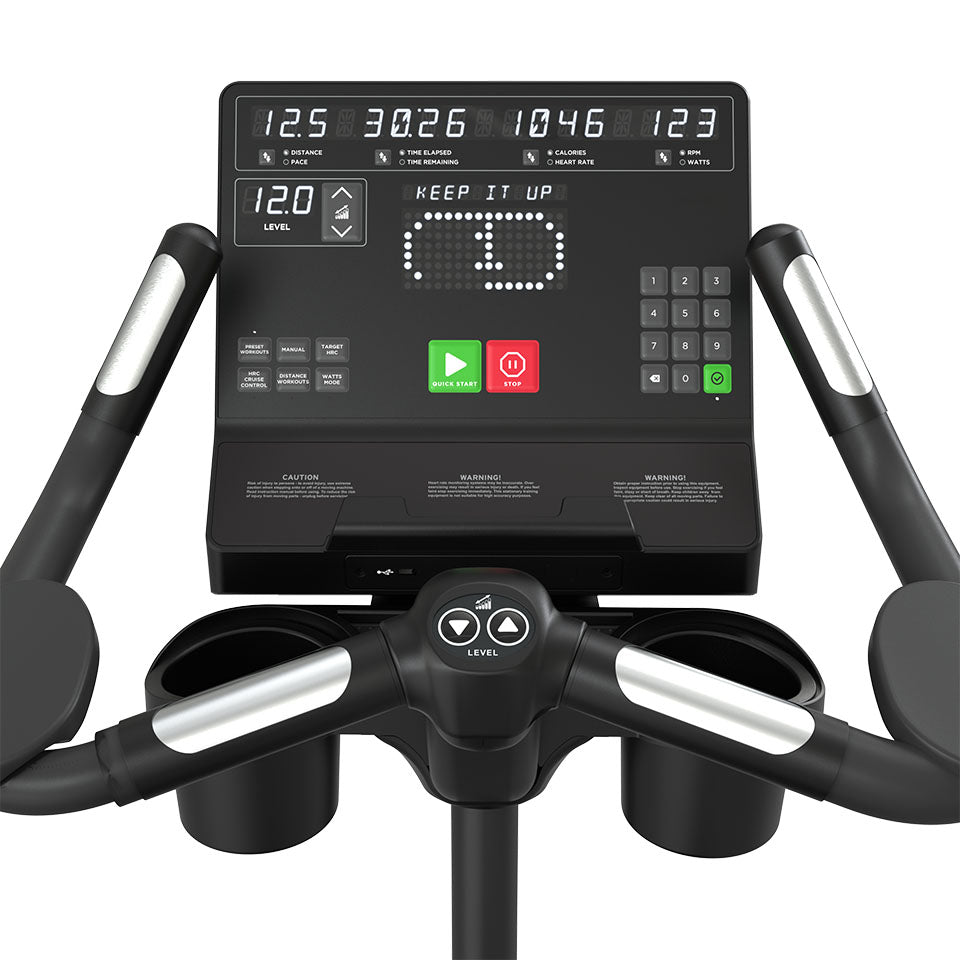 True Fitness Apex Upright Bike – Unite LED console close-up