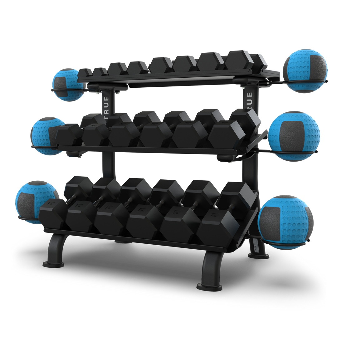 True Fitness FS24 3-Tier Flat Tray Dumbbell Rack – product view