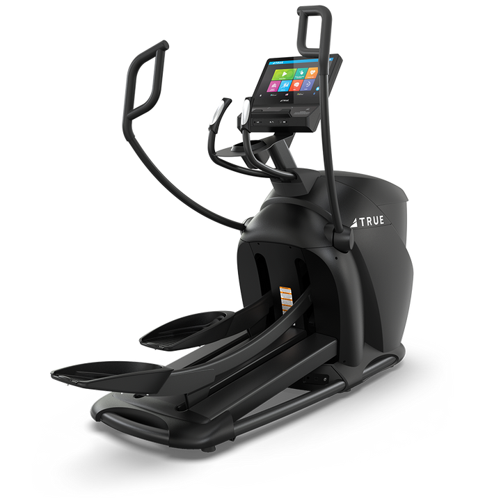 True Fitness Gravity Cross Trainer with 16″ touchscreen – rear 3/4 view