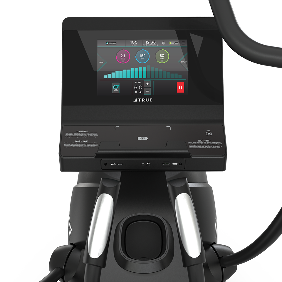 True Fitness Gravity Cross Trainer – user view, Unite 10″ touchscreen