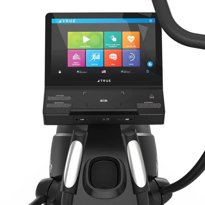 True Fitness Gravity Cross Trainer – user view, Unite 16″ touchscreen