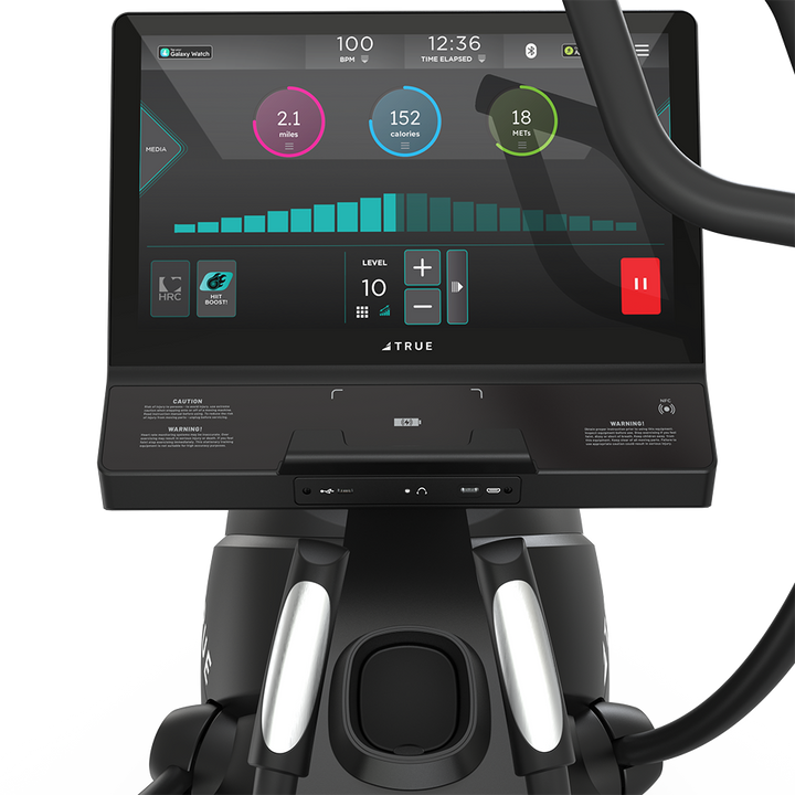 True Fitness Gravity Cross Trainer – user view, Unite 22″ touchscreen