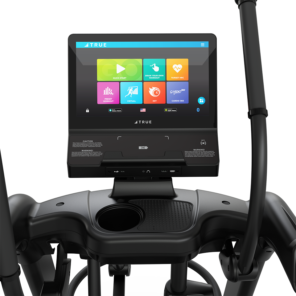 True Fitness Gravity Elliptical – user view, Unite 16″ touchscreen