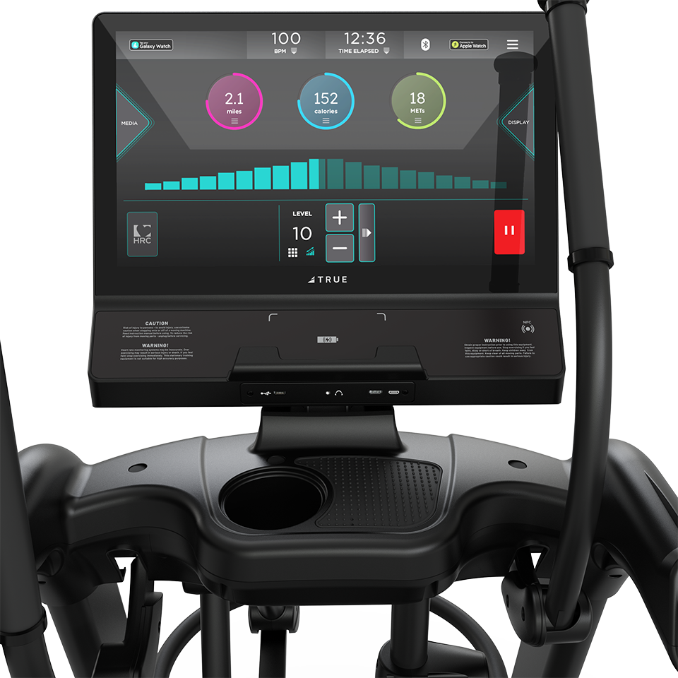 True Fitness Gravity Elliptical – user view, Unite 22″ touchscreen