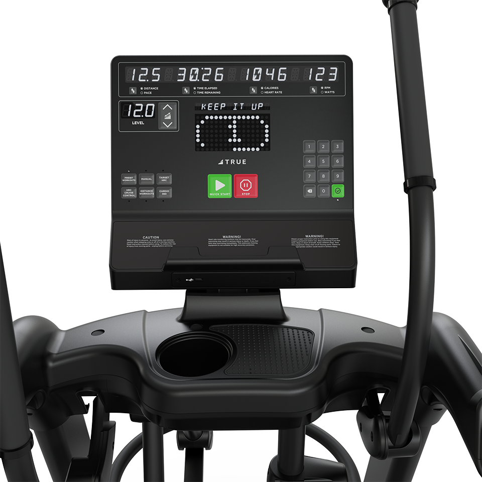 True Fitness Gravity Elliptical – user view, Unite LED console