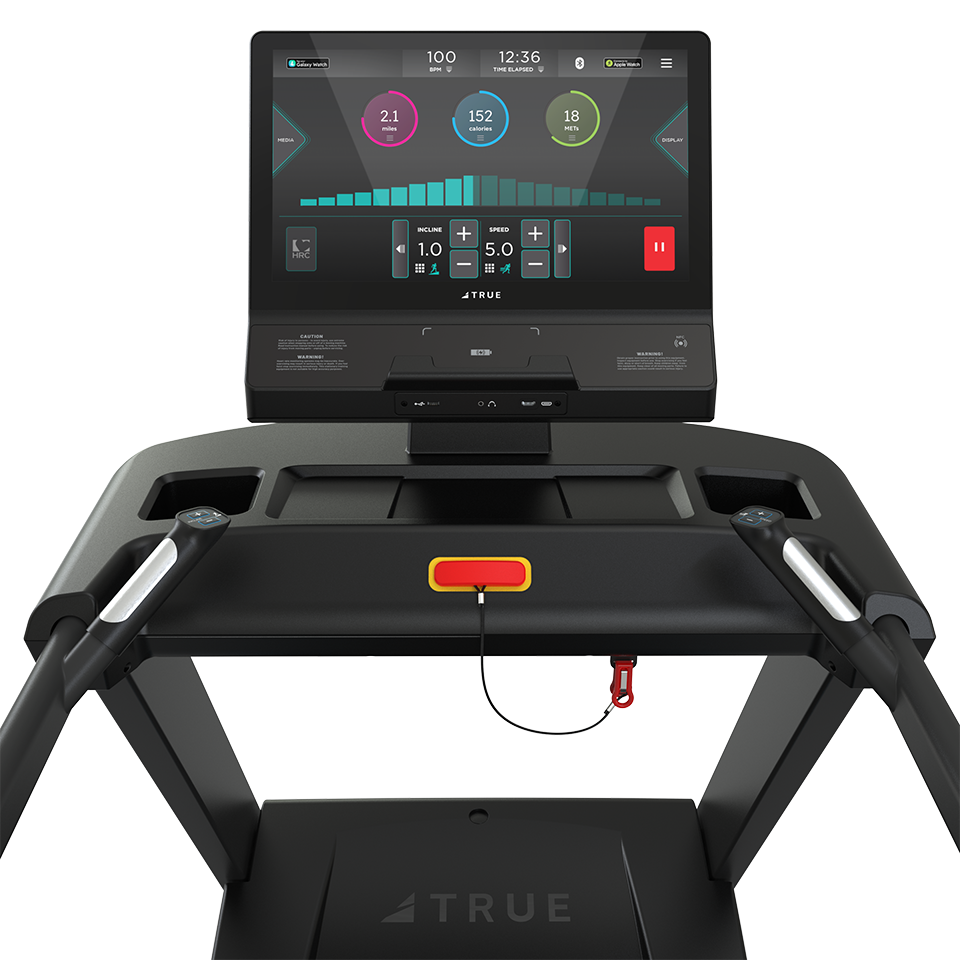 True Fitness Gravity Plus Treadmill – user view, Unite 22″ touchscreen