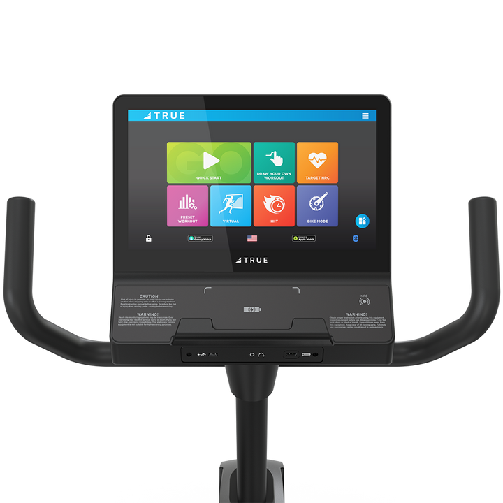 True Fitness Gravity Recumbent Bike – user view, Unite 16″ touchscreen