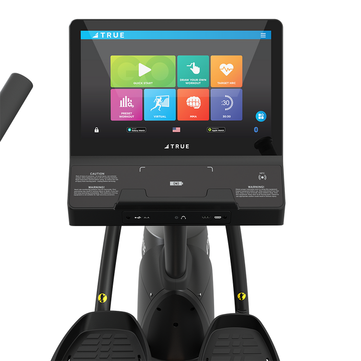 True Fitness Gravity Recumbent Elliptical – user view, Unite 16″ touchscreen
