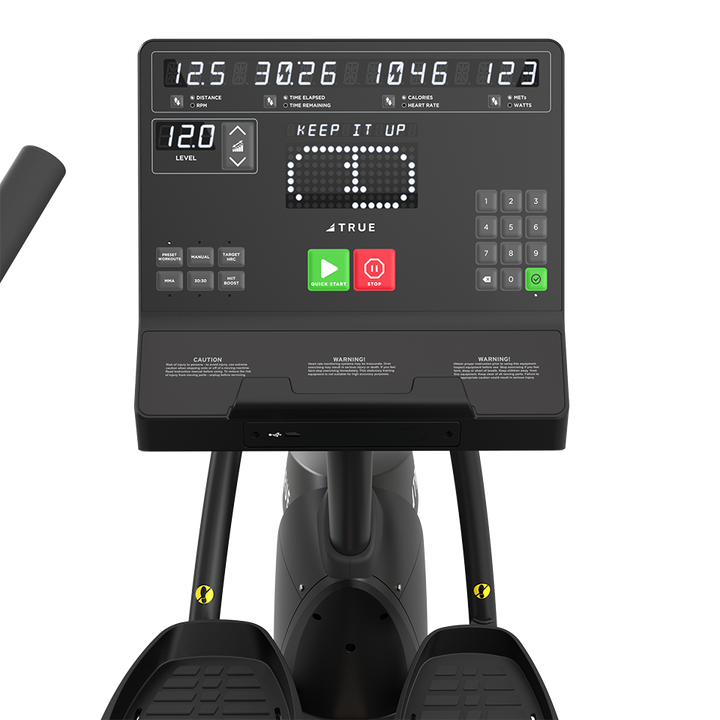 True Fitness Gravity Recumbent Elliptical – user view, Unite LED console