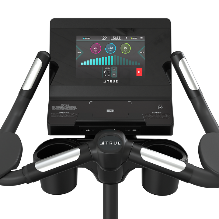 True Fitness Gravity Upright Bike – user view, Unite 10″ touchscreen