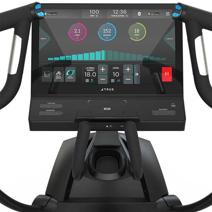 True Fitness LateralX Cross Trainer – user view, Unite 22″ touchscreen