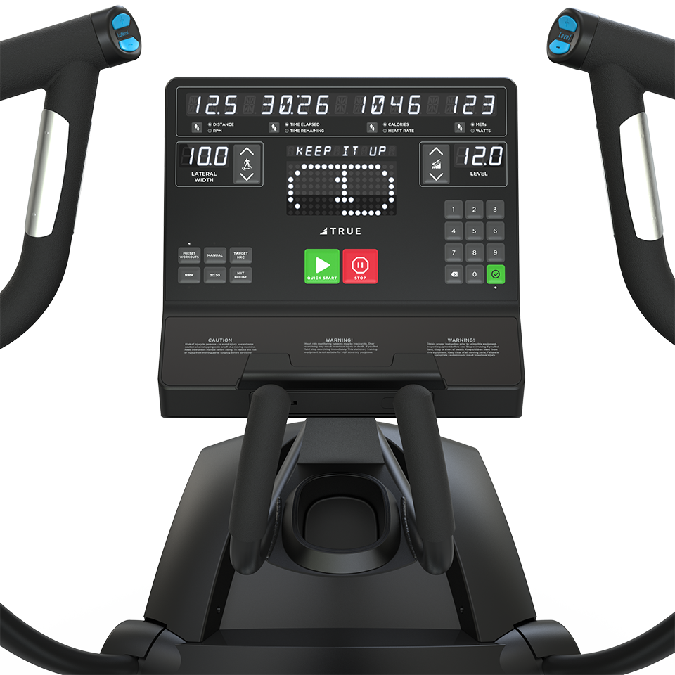 True Fitness LateralX Cross Trainer – user view, Unite LED console