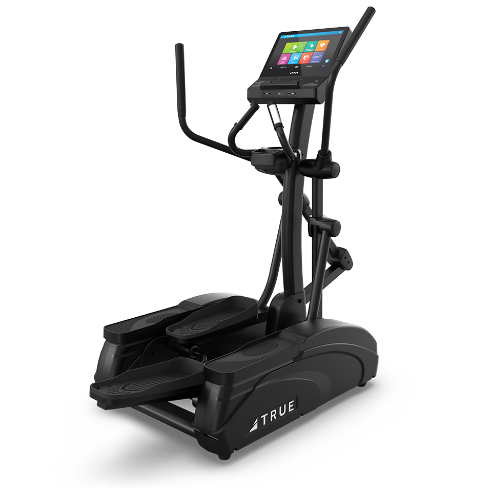True Fitness Launch Elliptical with 16″ touchscreen – rear 3/4 view