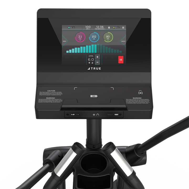 True Fitness Launch Elliptical – user view, Unite 10″ touchscreen