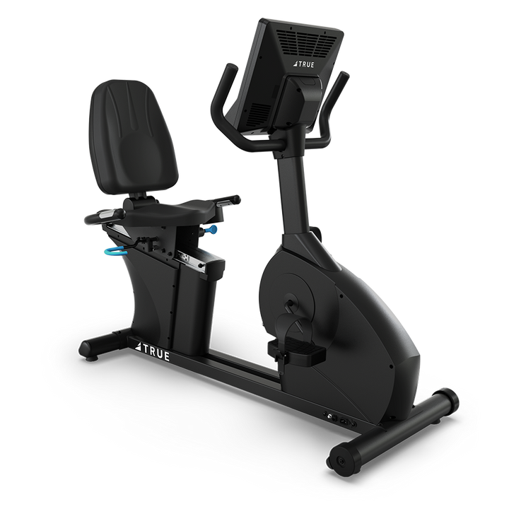 True Fitness Launch Recumbent Bike – front 3/4 view