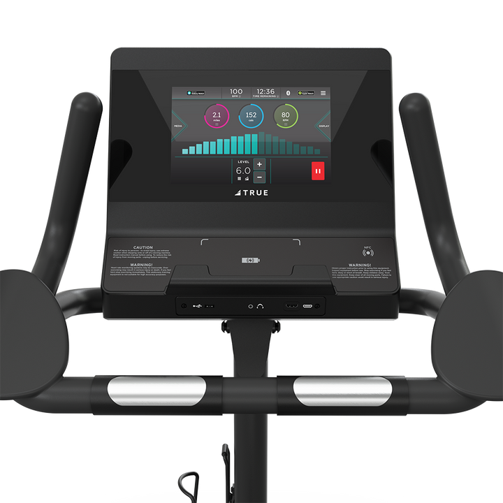 True Fitness Launch Upright Bike – user view, Unite 10″ touchscreen