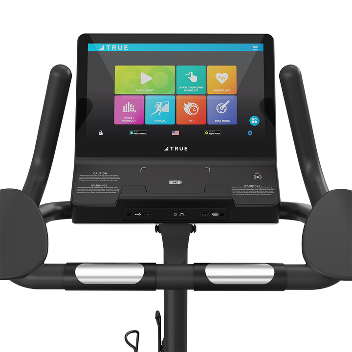 True Fitness Launch Upright Bike – user view, Unite 16″ touchscreen