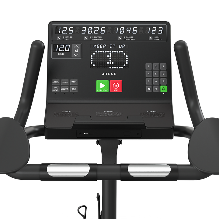 True Fitness Launch Upright Bike – user view, Unite LED console