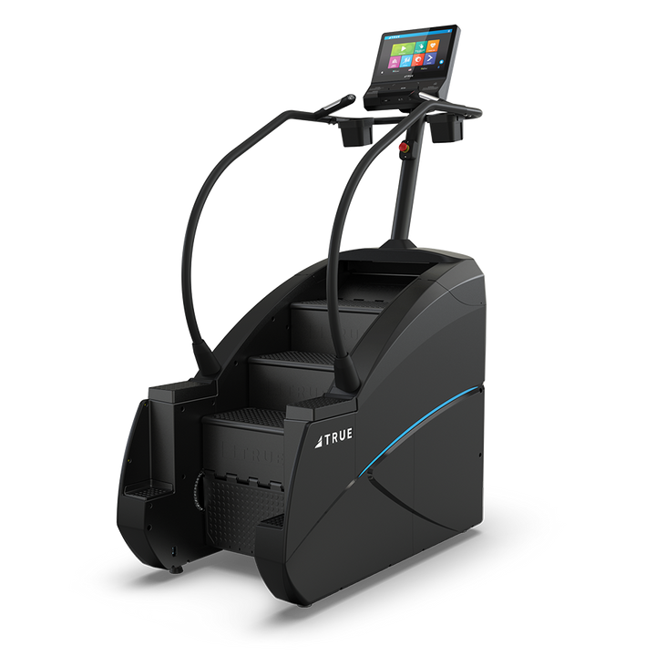 True Fitness Palisade Climber with 16″ touchscreen – rear 3/4 view