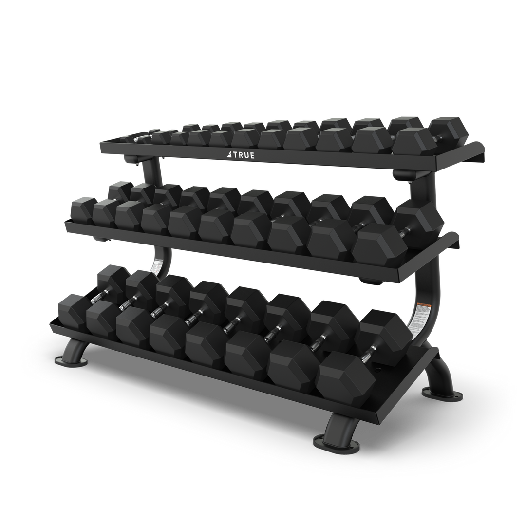 True Fitness Force SF1075 3-Tier Flat Tray Dumbbell Rack – product view
