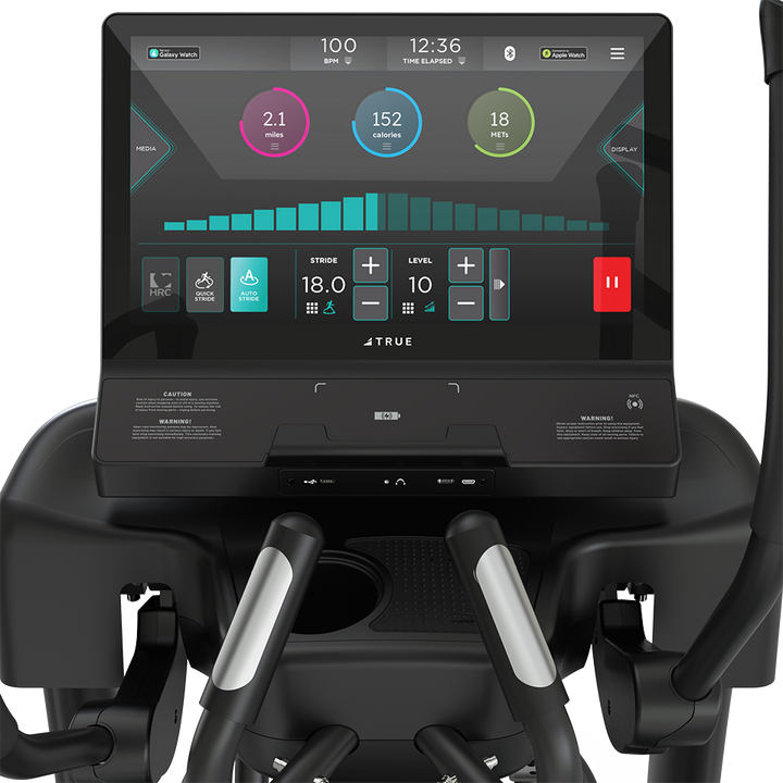 True Fitness Spectrum Elliptical – user view, Unite 22″ touchscreen