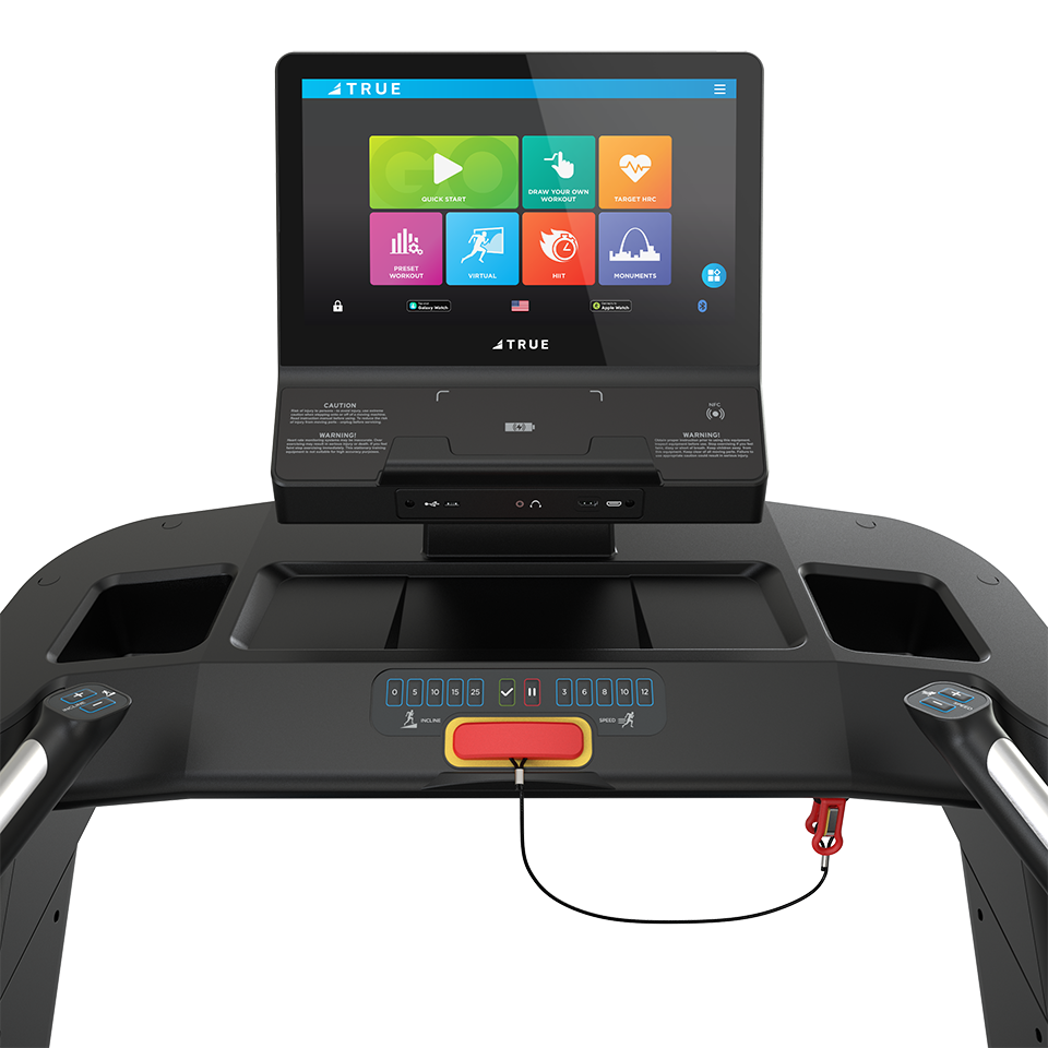 True Fitness Stryker Slat Treadmill – user view, Unite 16″ touchscreen