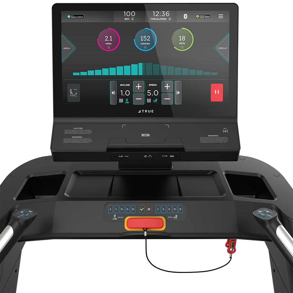 True Fitness Stryker Slat Treadmill – user view, Unite 22″ touchscreen