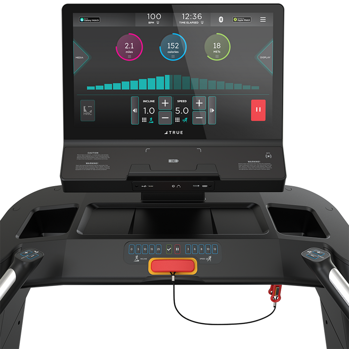 True Fitness Stryker Slat Treadmill – user view, Unite 22″ touchscreen