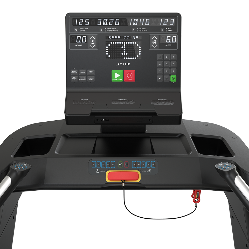 True Fitness Stryker Slat Treadmill – user view, Unite LED console